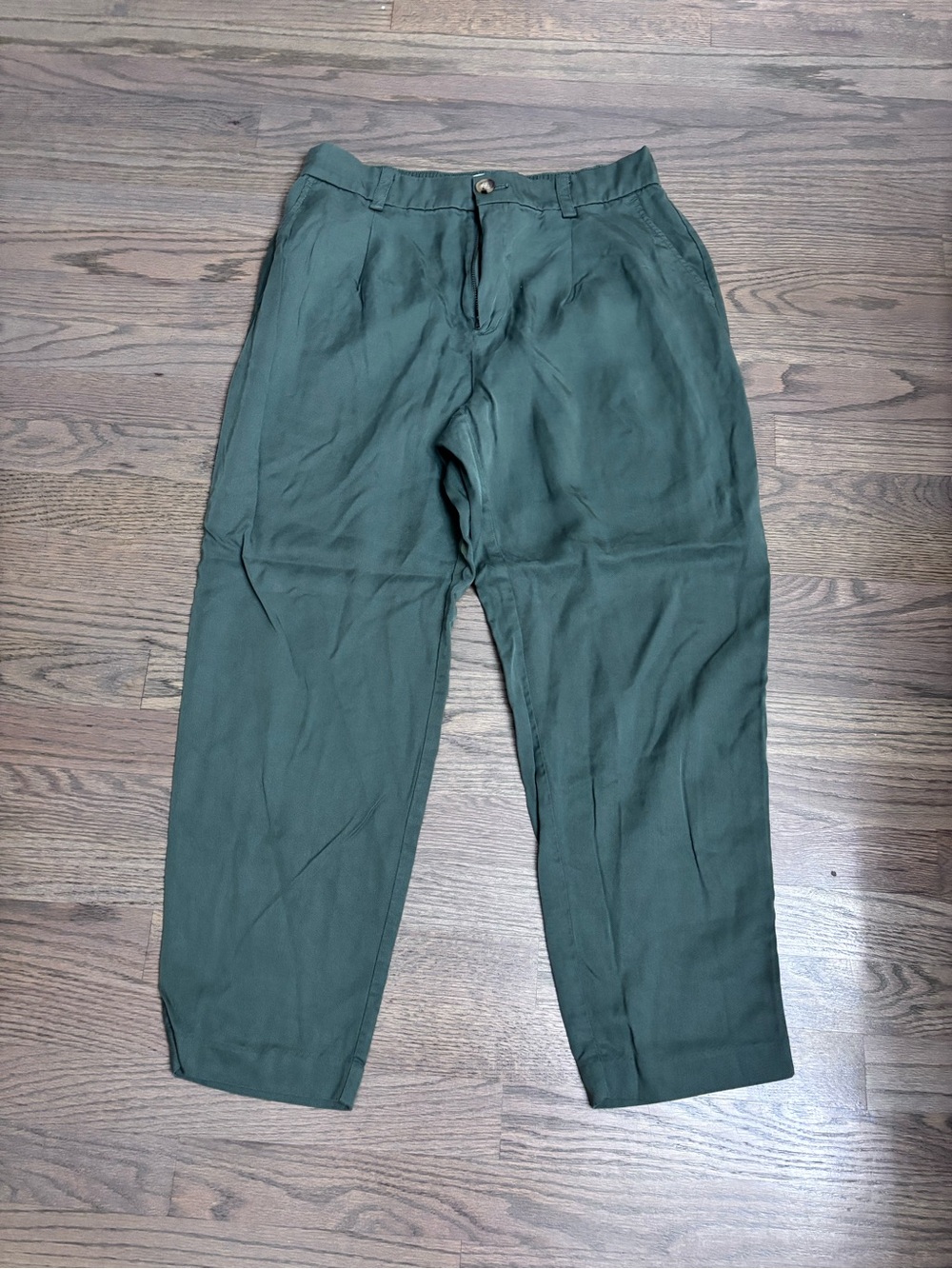 LOFT Cropped Tapered Pants in Deep Olive Green